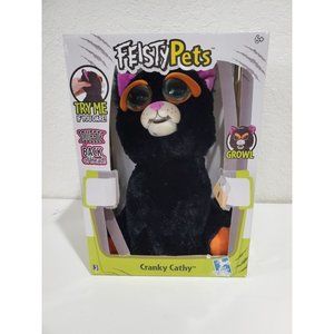 Feisty Pets Cranky Cathy Plush Black Cat Squeeze Back Of Head for Angry Face New